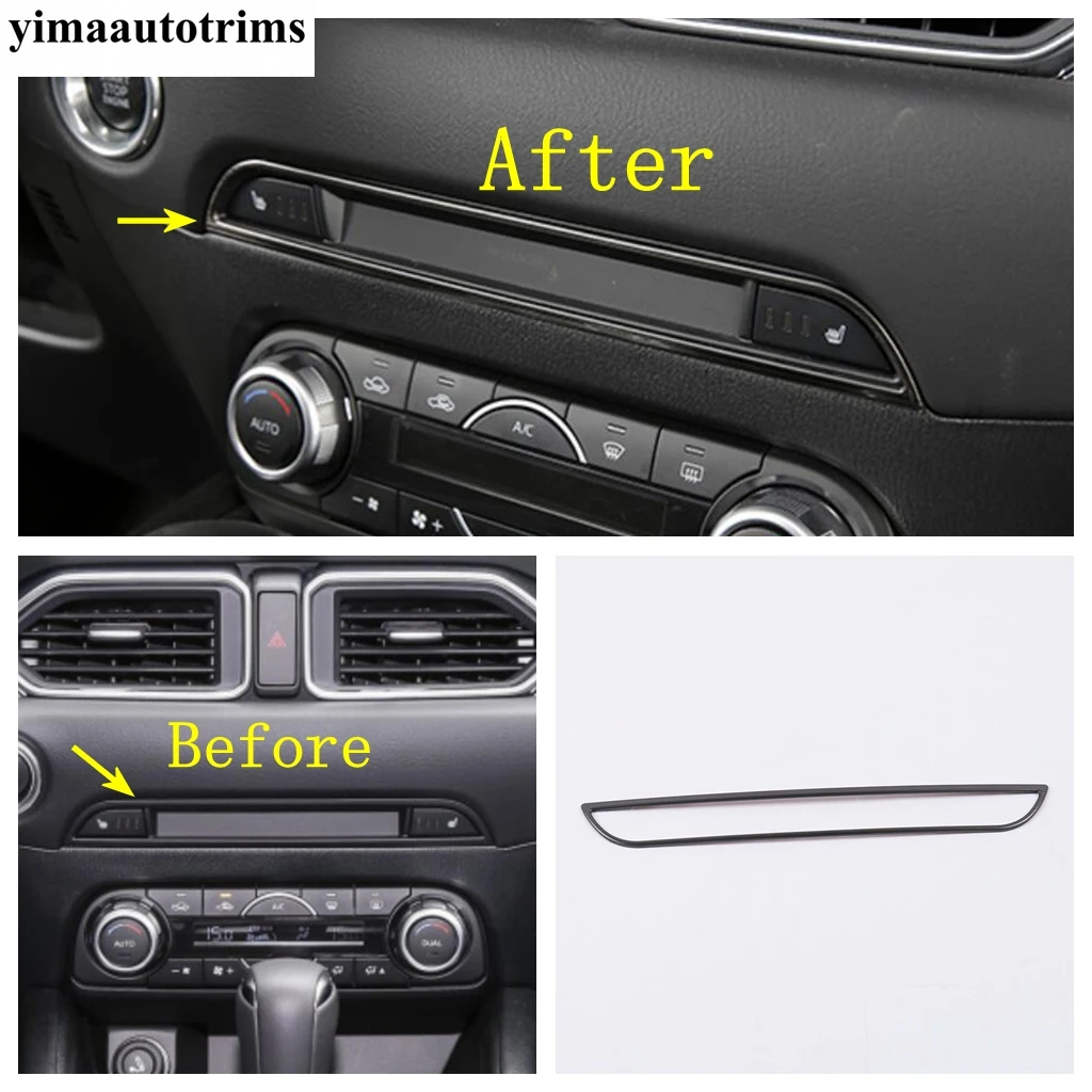 For Mazda CX-5 CX5 2017 - 2024 Car Interior Center Console CD Panel Decor Cover Trim Silver / Black Stainless Steel Accessories