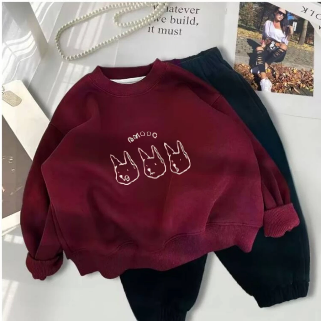 Heiße Verkäufe Kinder Hoodies Kostüm Niedlichen Hund Grafik Sweatshirt AMOOO Gedruckt Pullover Lose Freizeit Tops Für Baby Jungen Mädchen Tuch