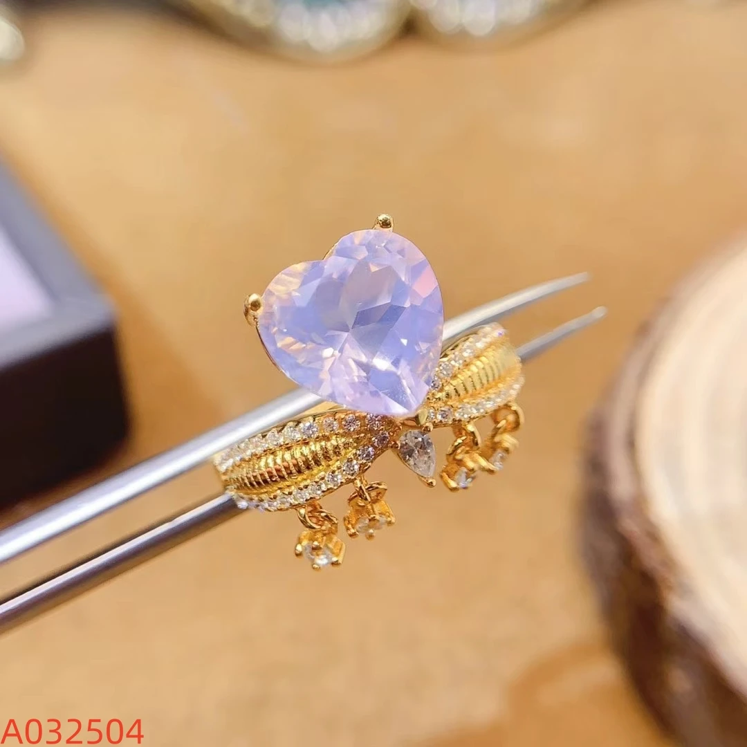 KJJEAXCMY S925 Pure Silver Inlaid Natural Lavender Amethyst Simple Elegant Women's Ring High Clarity Gems Support Testing
