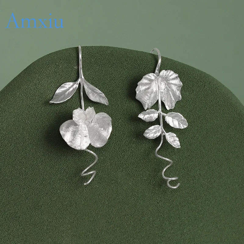 

Amxiu Original Design By Wuluo: Pea Fairy Tale - Copper Alloy Natural-Looking Pea Flower Earrings, Pastoral Plant Style, Fresh