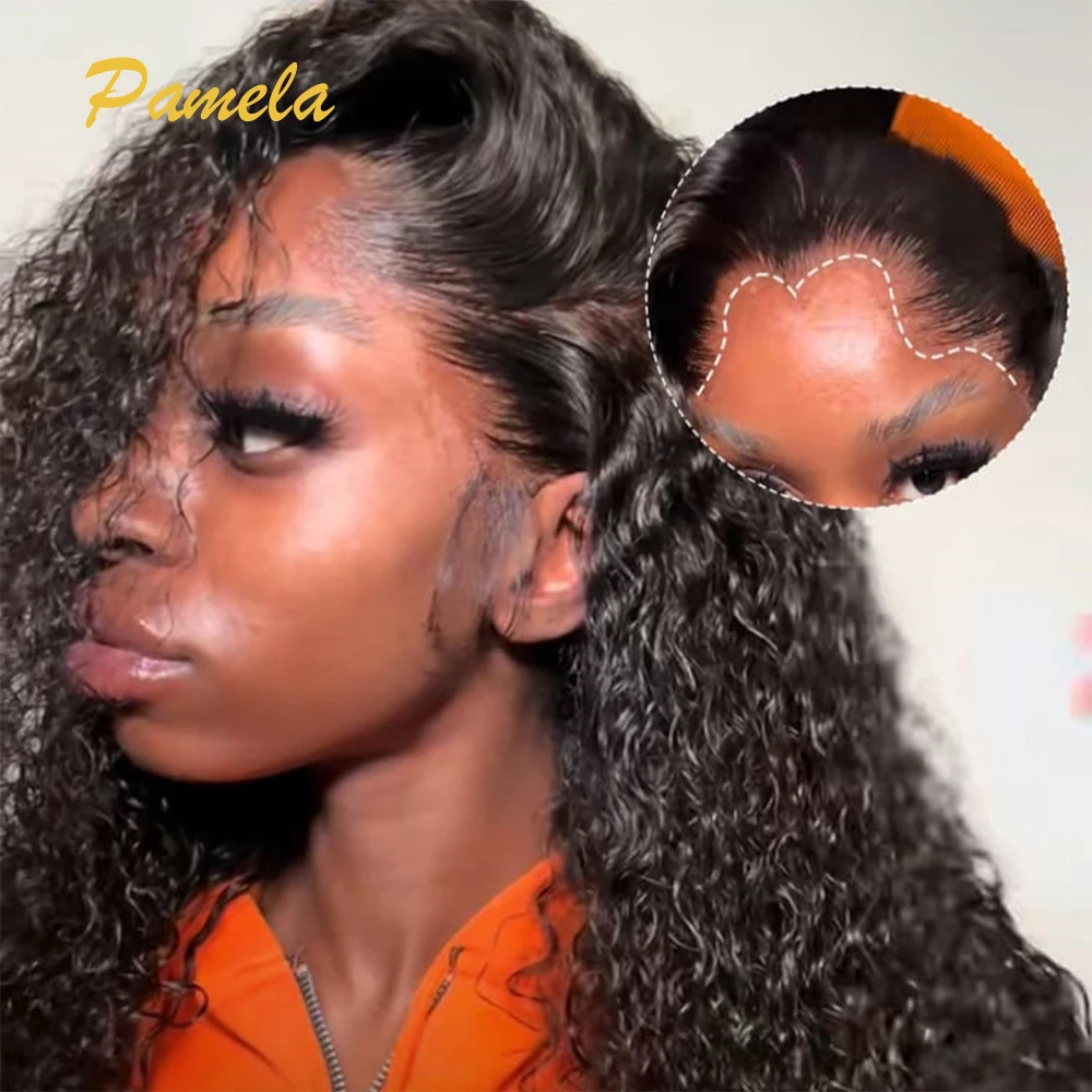 Nova tendência lagos linha fina 250 densidade onda profunda birmanês encaracolado 13x6 laço frontal perucas sem cola cabelo humano pré-selecionado pronto para usar