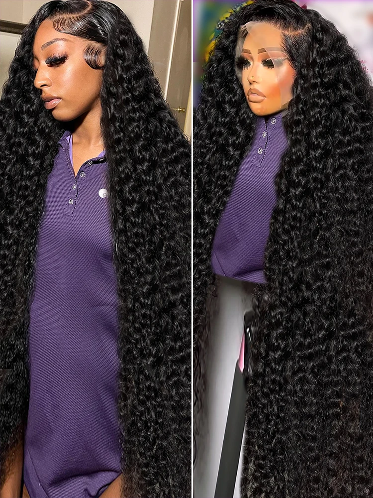 Luvin 220 Density HD Transparent Loose Deep Wave Lace Frontal Wigs 13X6 Water Curly Wave Front Human Hair Wig 38 40 Inch