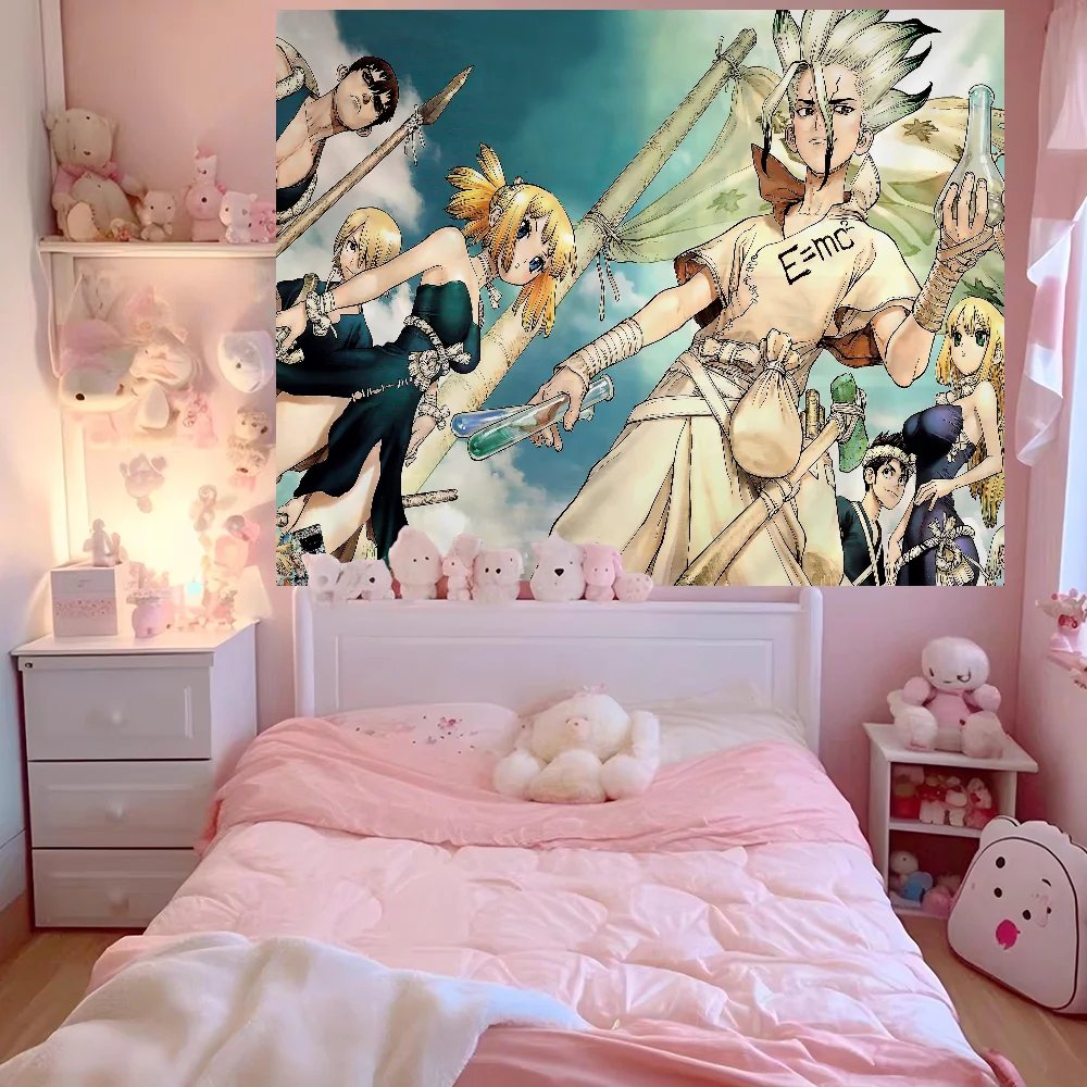 Tapiz bohemio colgante de piedra de Manga Dr japonés, alfombras de pared Hippie de Tarot colgantes, tapiz japonés para dormitorio