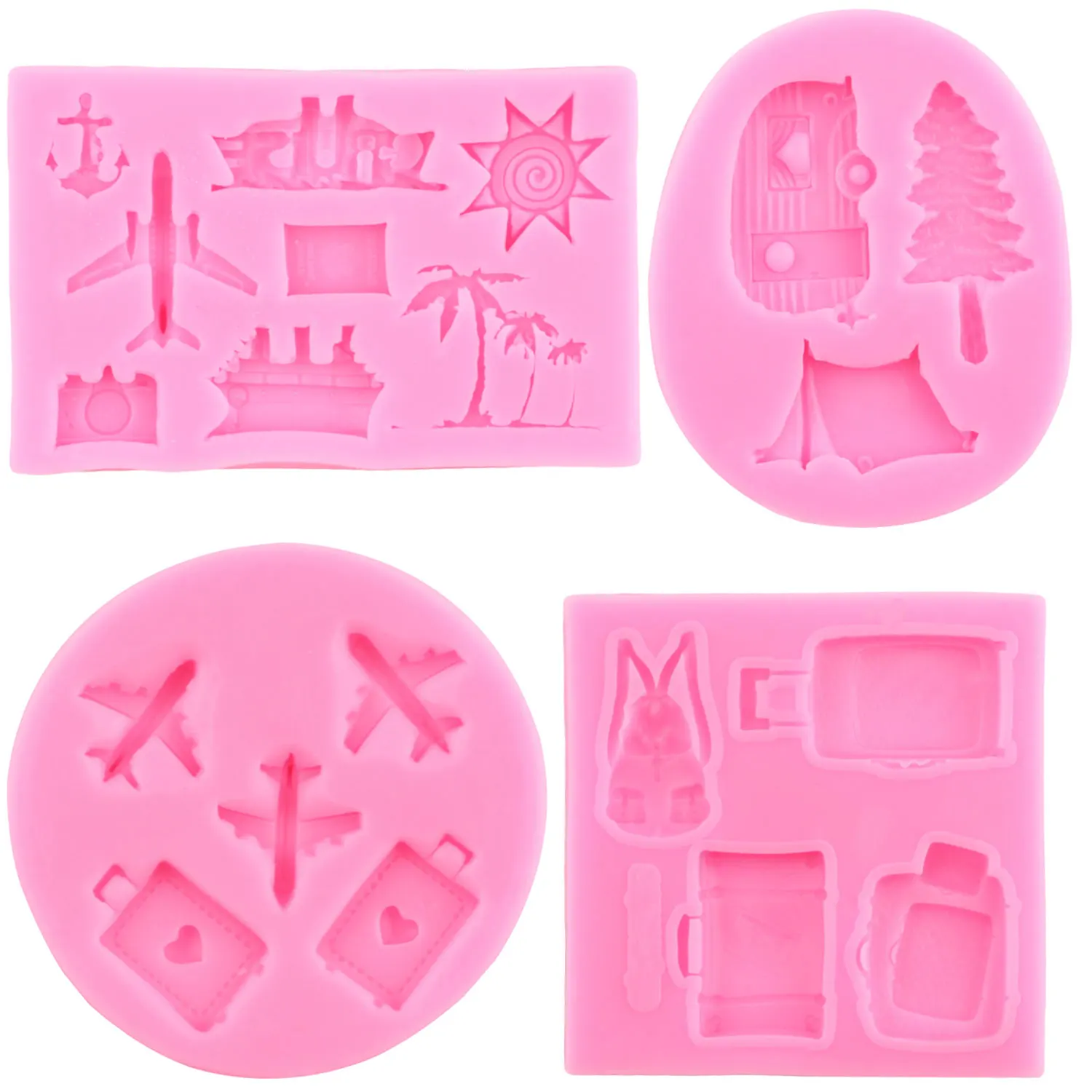 Airplane Silicone Mold Suitcase Travel Luggage Fondant Molds Cake Decorating Tools Cupcake Baking Chocolate Candy Clay Mould