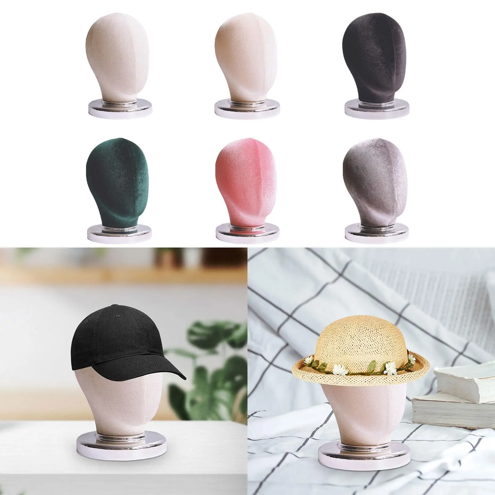 Canvas Block Head Wig Display Head Freestanding Multipurpose Wig Head Hat Rack Cloth Head for Hat Headwear Cap Hairpieces Wig