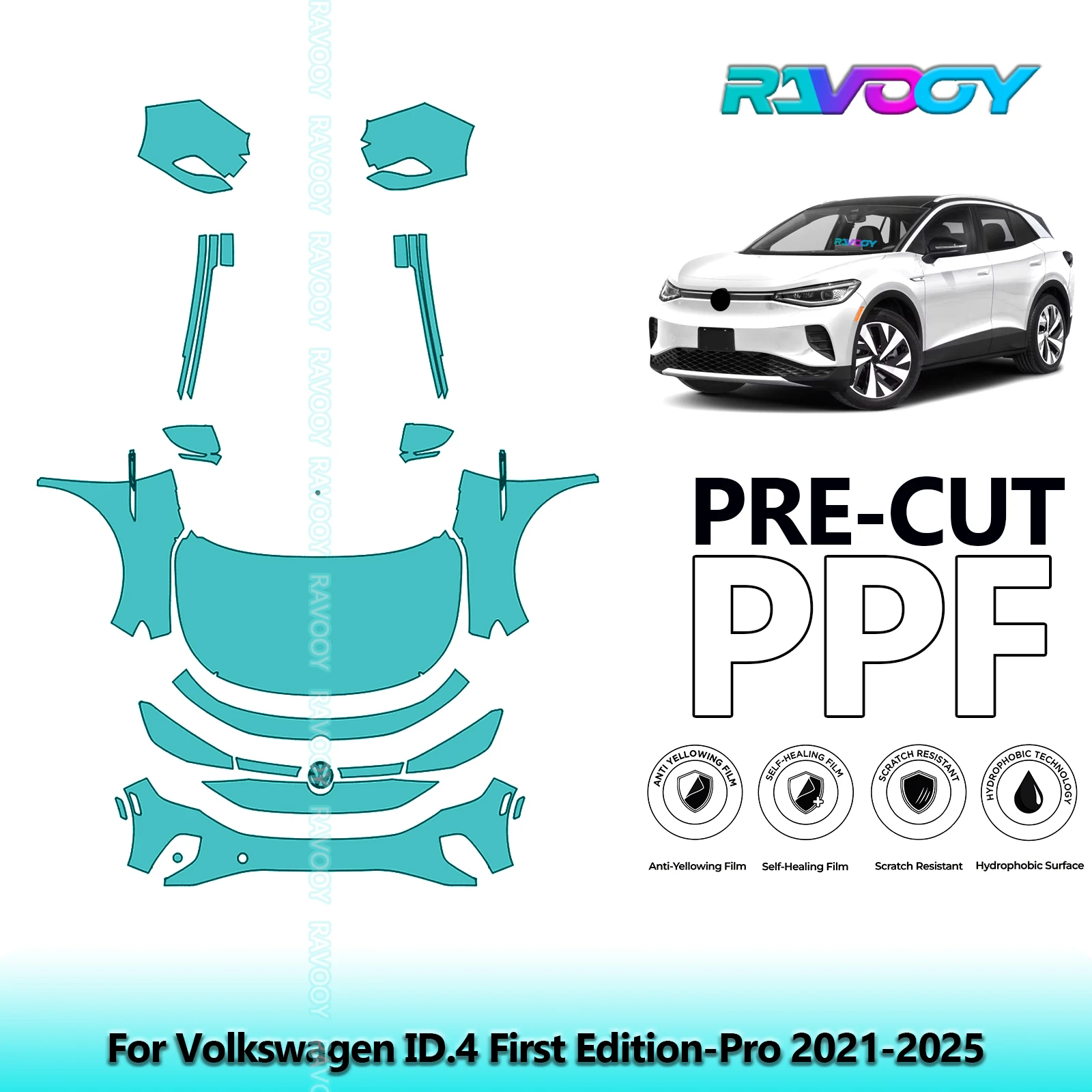 

Front Kit+Rockers+Rear Bumper Clear Bra Precut PPF Paint Protection Film For Volkswagen ID.4 First Edition-Pro 2021-2025