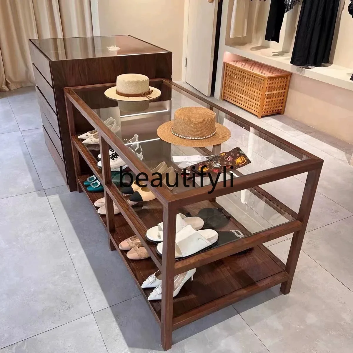 X Clothing Store Island Counter Women's Clothing Store Island Cabinet Shoe Display Stand Bag Display Jewelry Display Cabinet