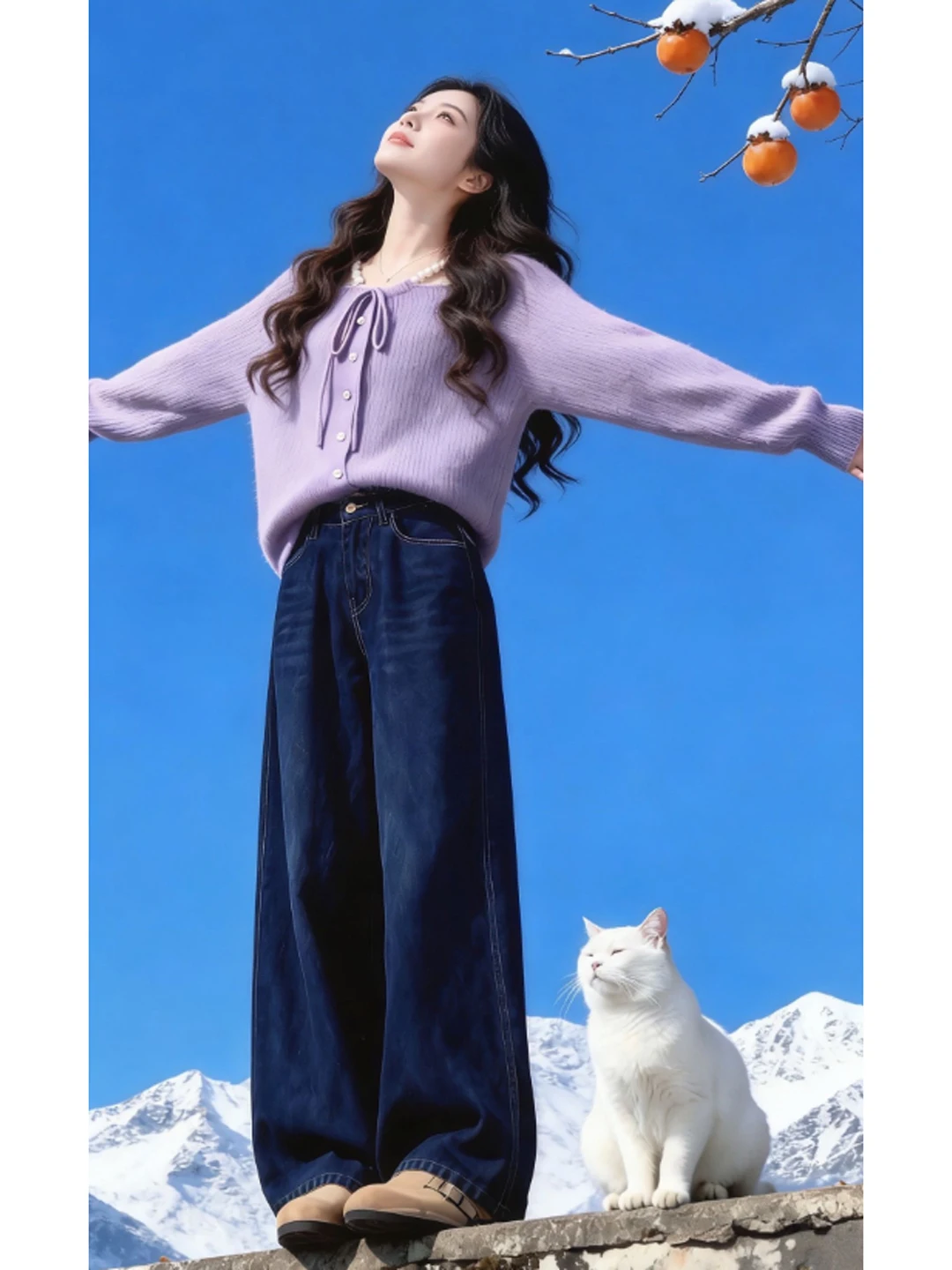 

Французский свободный длинный свитер-свитер, красивый фиолетовый, с узлом, зимний, женский, модный, повседневный, удобный, вязаный...