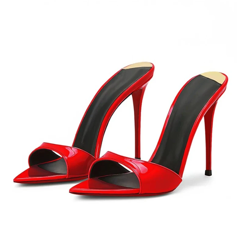 

New Pointed Super High Heel Sandals Thin Heel Niche Temperament Wear Half Slippers Women