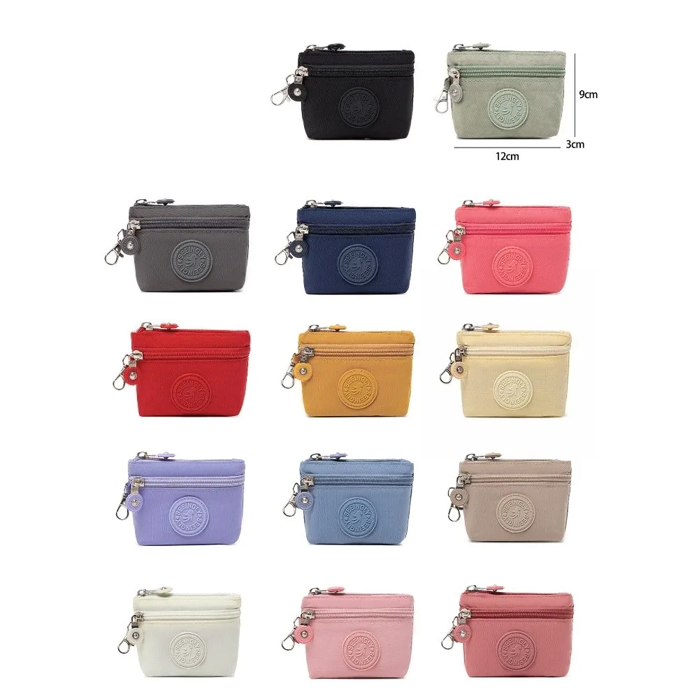 جديد بلون المرأة المحفظة النايلون مع المفاتيح عملة المحفظة سحاب عازل للماء مخلب السيدات #5