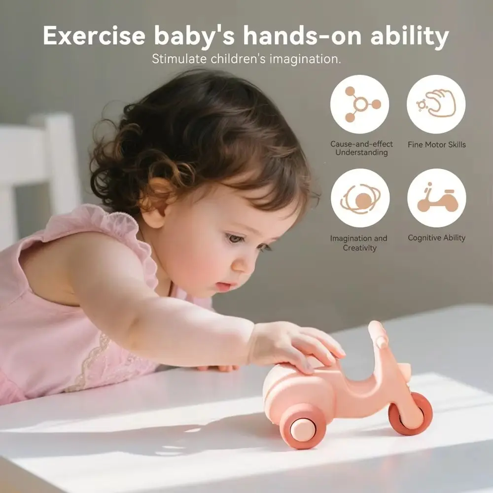 Multifuncional dos desenhos animados do bebê silicone carro brinquedos educativos bpa livre modelo de carro das crianças brinquedos de segurança macia brinquedos de dentição do bebê