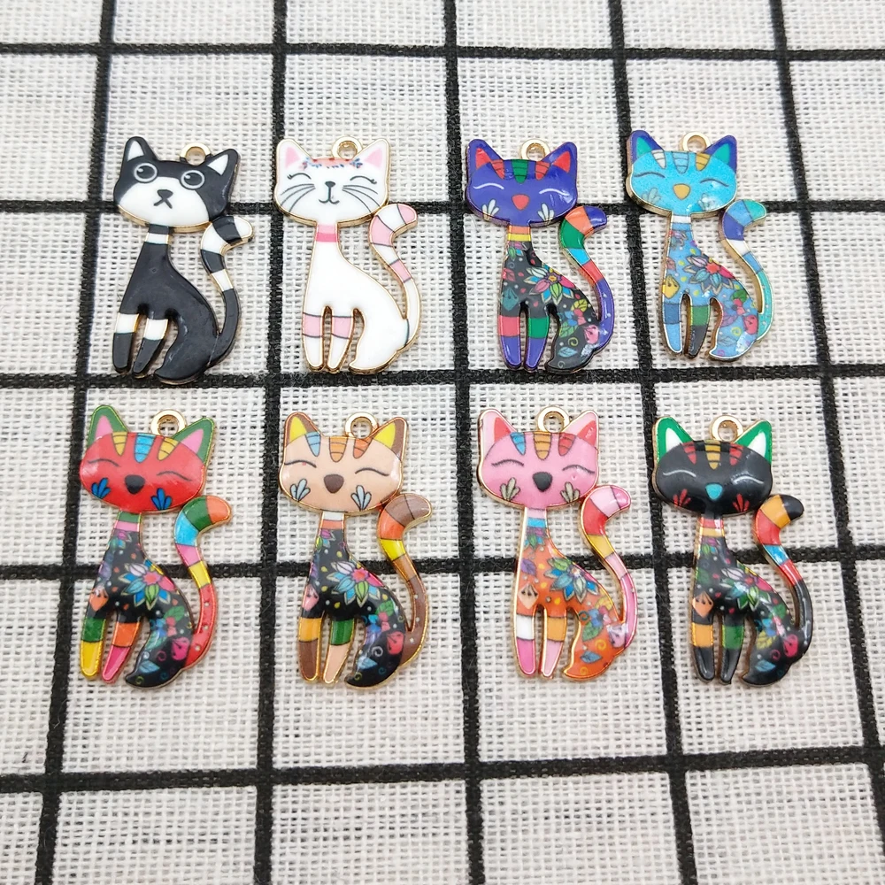 10pcs Cat Charm for DIY Jewellery Making Accessories