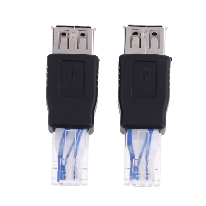 1Pc Ethernet RJ45 Male To USB Female Connector Converter Adapter  Usb To Network Cable Crystal