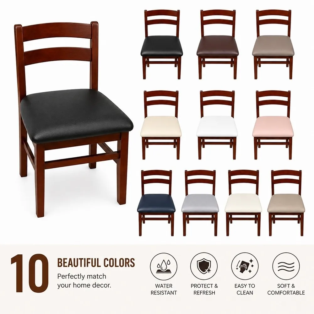 Solid Color Stretchable Chair Cushion Cover Waterproof Dustproof Chair Protector Soft PU Fabric Seat Cover