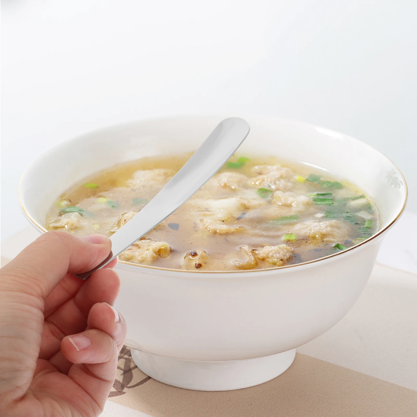 

6 pcs Stainless Steel Mini Flat Spoon Long Coffee Stirring Spoon for Tea Dessert Milk Premium Kitchen Utensils Home