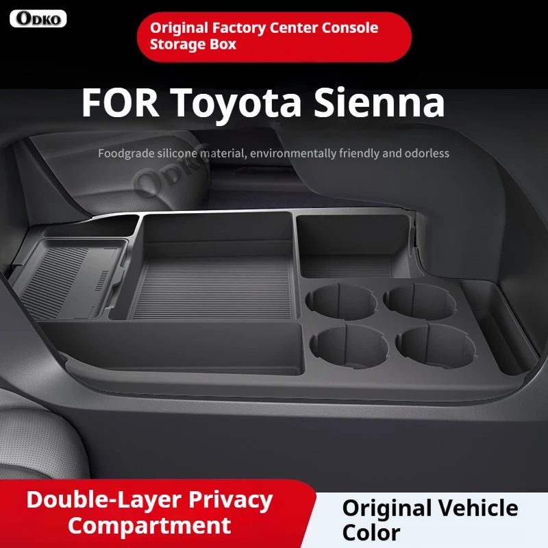 

Силиконовый ящик для хранения 2024, модификация центральной консоли Toyota Sienna, противоскользящая накладка, аксессуары, органайзер, украшение