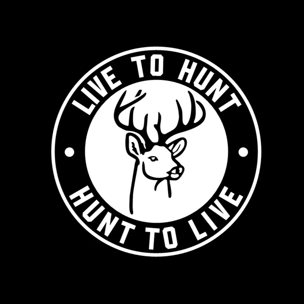 Live To Hunt Buck Deer Circular Emblem Car Sticker Vinyl Decal Resistant Decor For Truck Window Hunting Vehicle Exterior 2