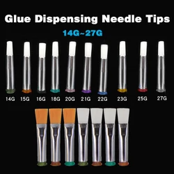 Industrial Dispensing Syringe Needles Fluid Brush Tips High Quality 14G 18G 20G Flat Luer Lock Glue Dispensing Needle Tip Brush