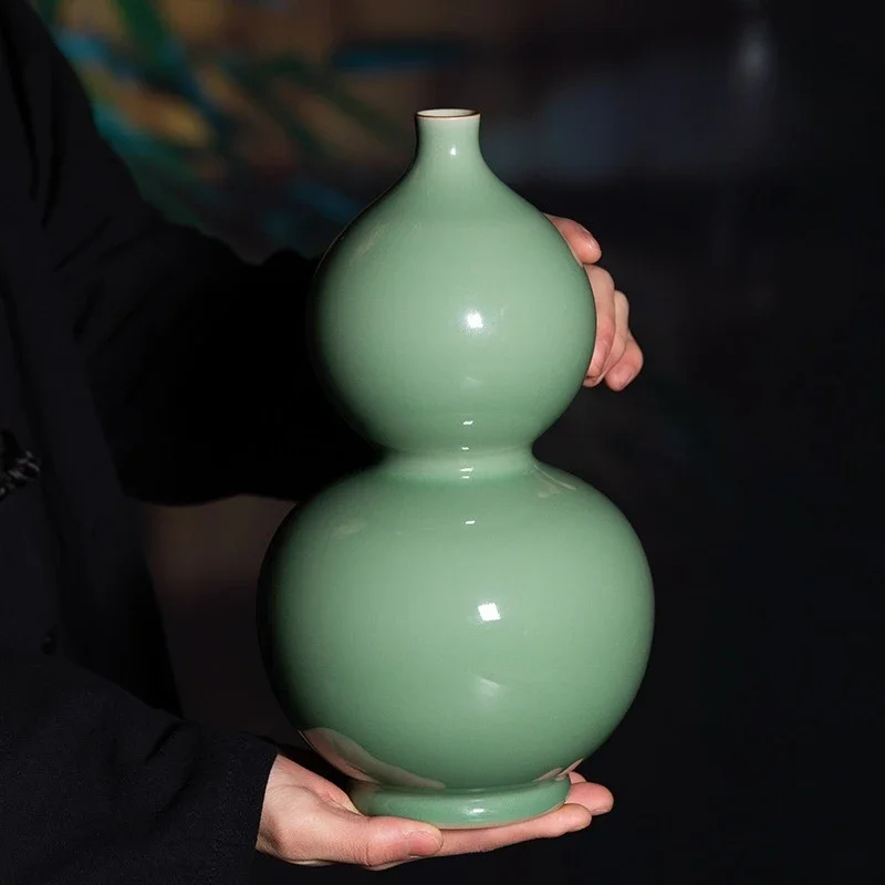 Antique pure handmade vase New Chinese gourd flower arrangement ceramic ornament