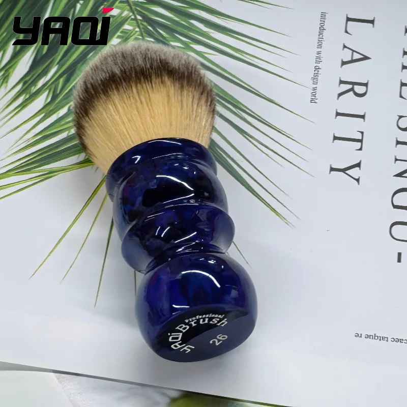 2026 YAQI 26mm Knot Nylon Shaving Brush - Professional Travel Beard Care Grooming Tool for Home/Holiday Use