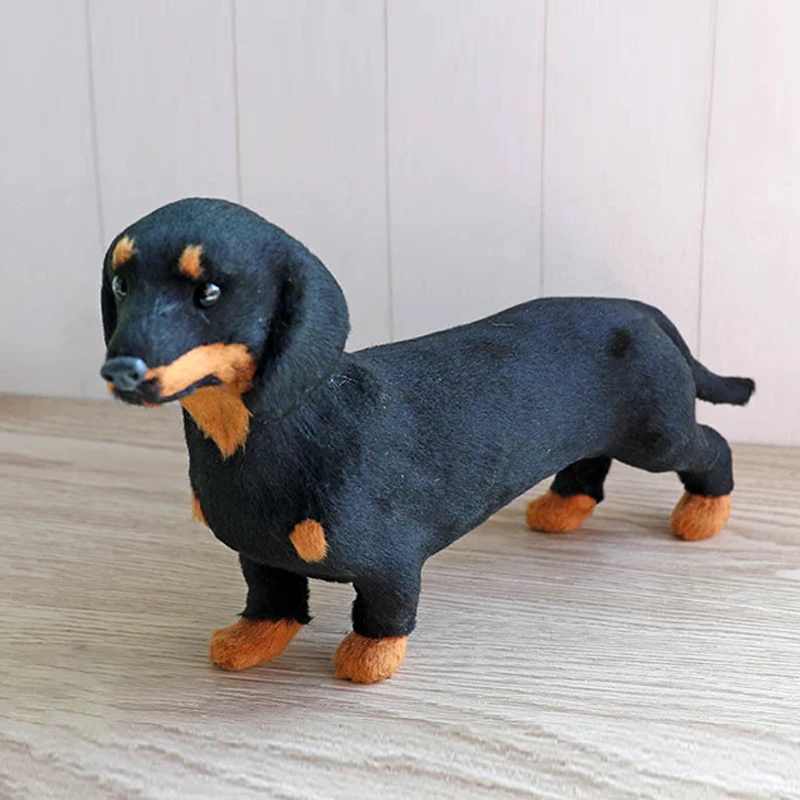 1 unidad de perro salchicha realista, modelo Animal de simulación, perro salchicha, adorno de peluche esponjoso, decoración del hogar, juguete para niños, regalo de cumpleaños
