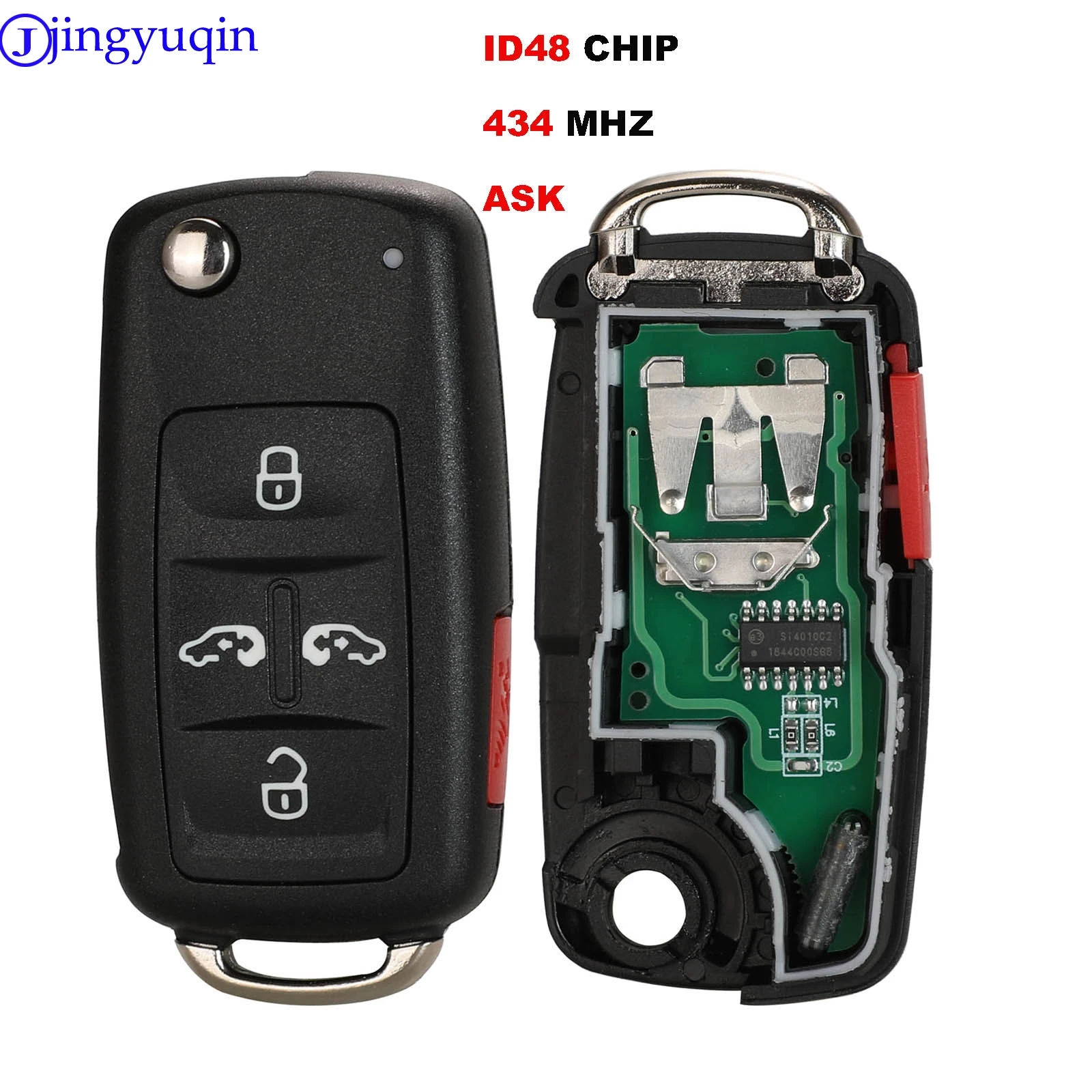 jingyuqin 5B Remote ID48 434mhz ASK Flip Key Car For VW Volkswagan Sharan Multivan T5 Control Full Key