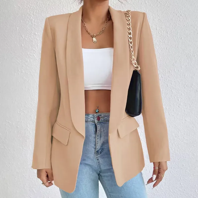 Spring 2025 Women's Fashion Blazers Jackets Street Style Straight Cut Polyester Long Sleeve Thin Suit Ladies Premium Quality