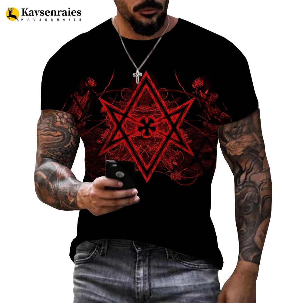 Summer Men's T-shirt Fashion Creative Pentagram Pattern 3D Print Handsome Short-sleeved Oversized T Shirt Clothes 6XL