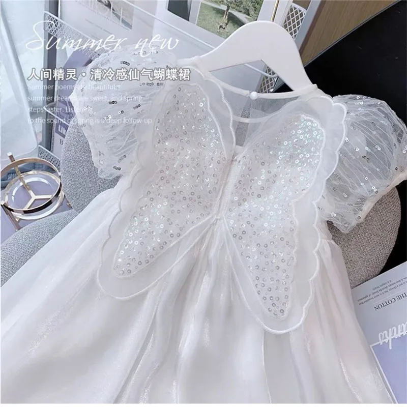 Mesh Puffy Dresses For Girls Tutu Ball Gown Kids Elegant Wedding Party Fairy Clothes Children Formal Princess Vestido 2-8 Years