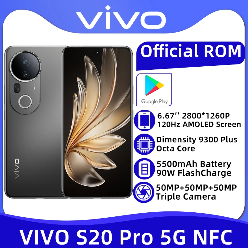 VIVO S20 Pro 5G NFC Dimensite 9300 Plus Octa Core Smartphone 50MP TripeCamera 6.67'' 120Hz AMOLED Screen 90W FlashCharge 5500mAh