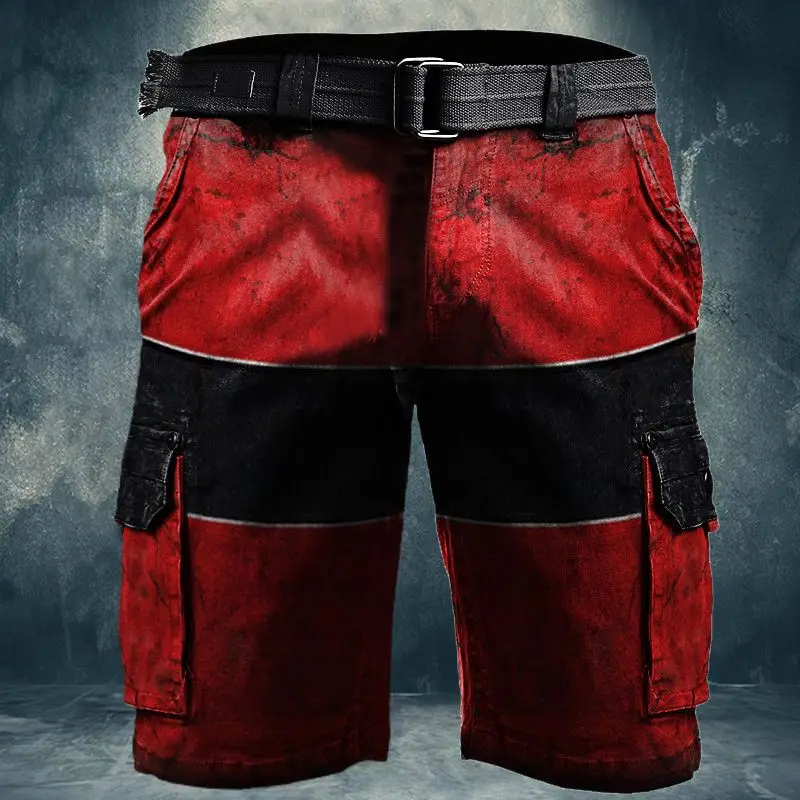 2024 Summer New Men's Retro Short Jeans Street Wear Perforated Slim Fit denim shorts