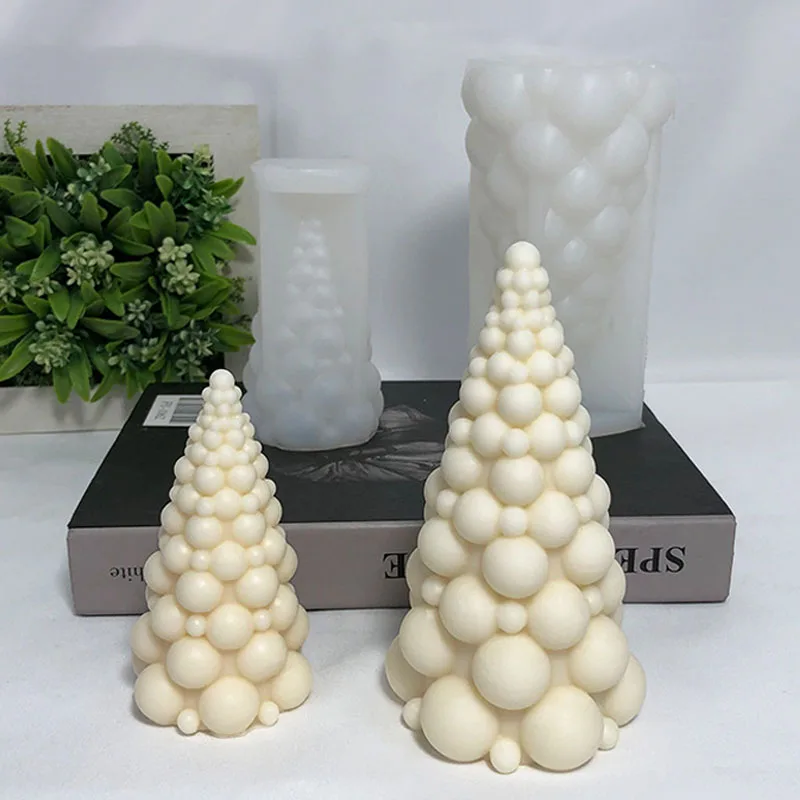 3D Christmas Bubble Tree Candle Silicone Mold Scented Candle Gypsum Resin Making Mould Chocolate Baking Tool Holiday Decor Gifts