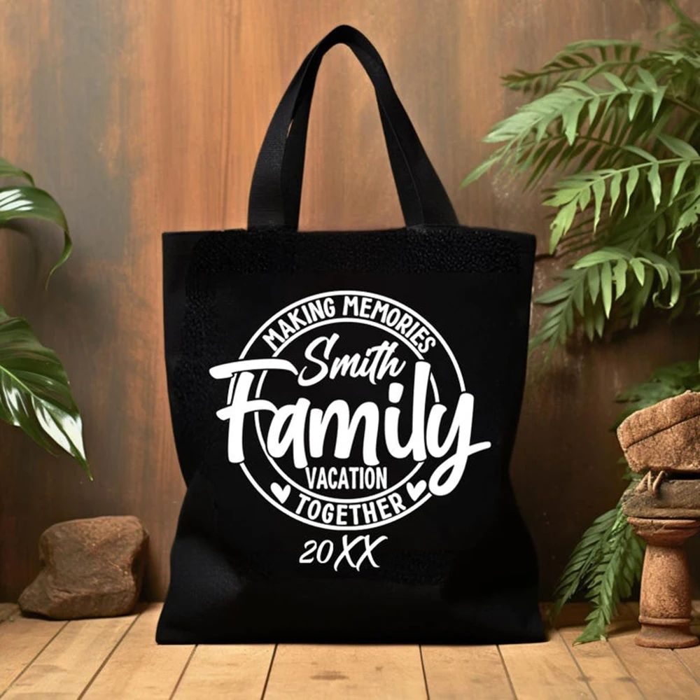 

Personalized Family Vacation Canvas Bag Custom Travel Keepsake Tote Beach Trip Tote Bag For Family Gift