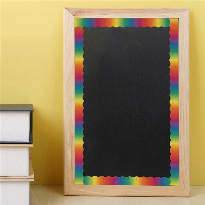 Y43A-3X Rainbow Bulletin Board Stickers Colorful Straight Bulletin Border Trim Border Trim For Classroom Chalkboard