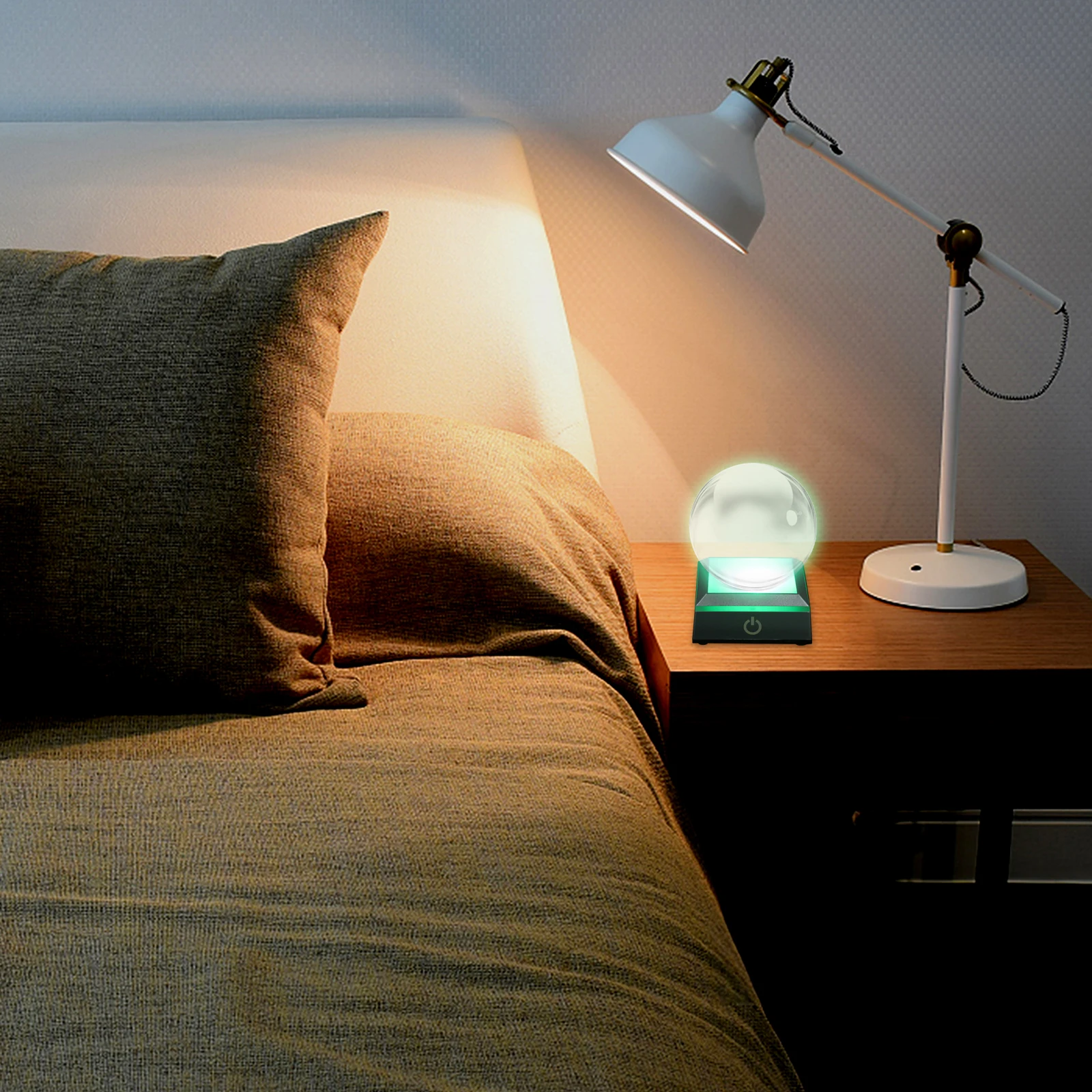 

Small Square LED Light Base 4 Bright LEDs Colorful Modes Crystal Acrylic Stand Double Layer USB Lamp Holder Display