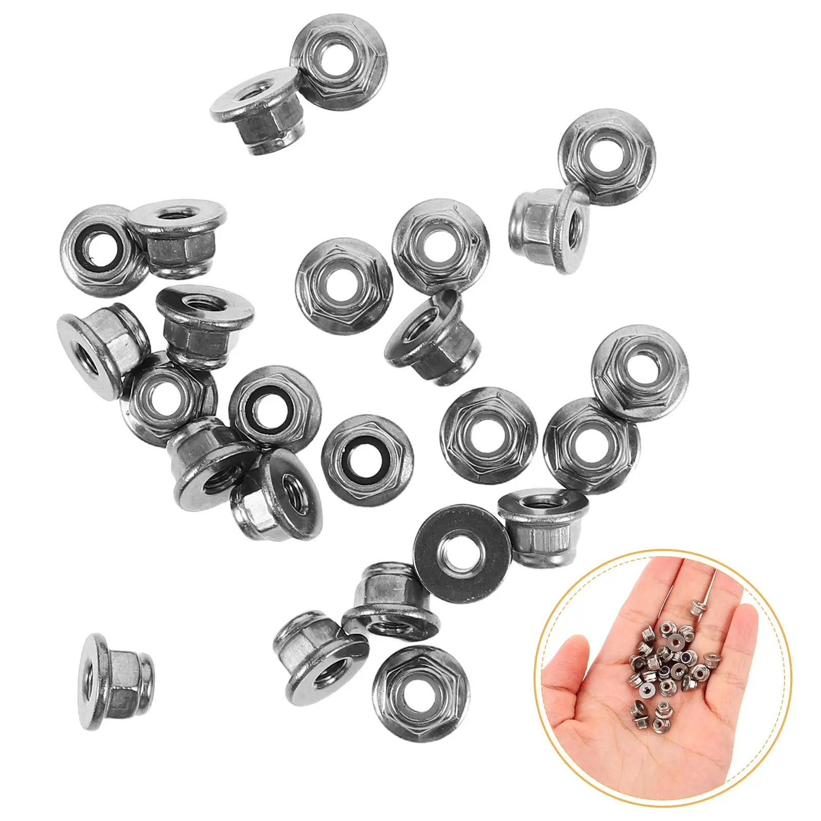 Dadi flangiati 25 pezzi in acciaio inossidabile con serratura esagonale industriale metrico antiscivolo dadi da costruzione seghettati inserto in nylon