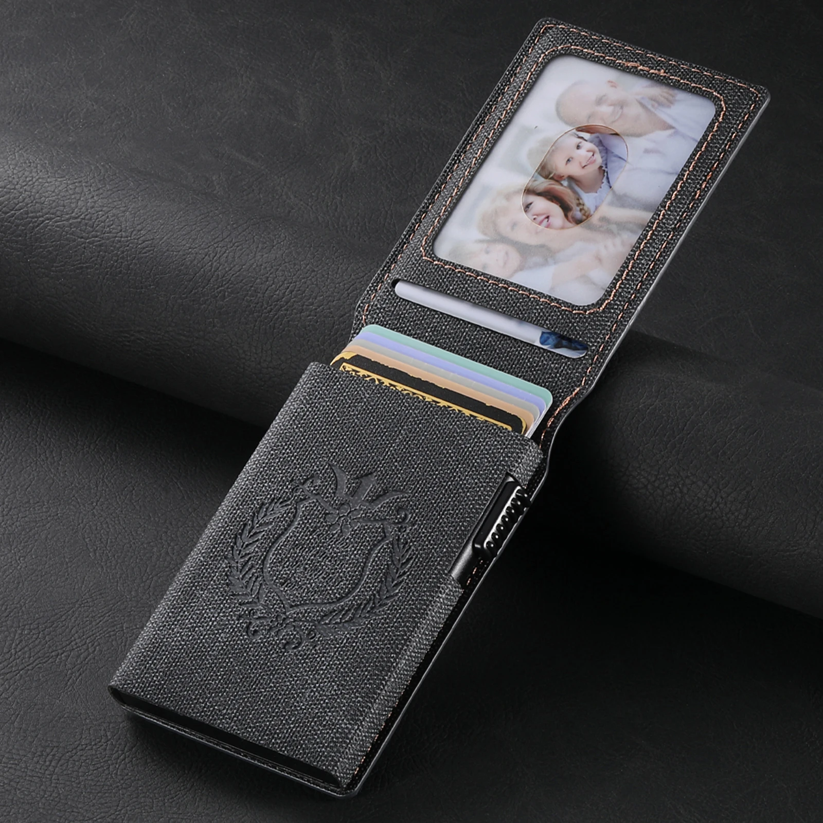 SUTENI Kunstleder für Herren, Geldbörse, Kartensteckplatz, Geldbörse, Flip-Cover, Kartenbox, drückt den Knopf automatisch die Karte aus – Detail 17