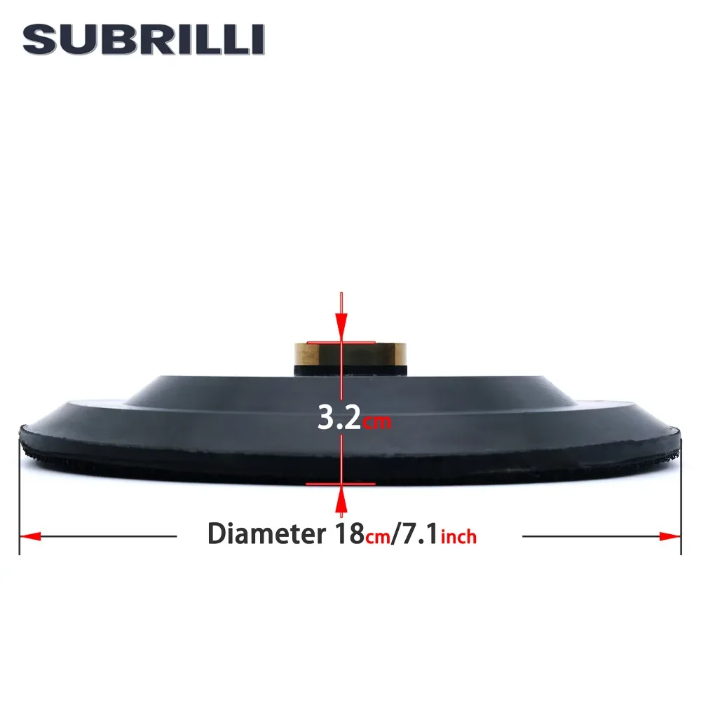 Subrilli 7 Polegada almofada de apoio de borracha 180mm gancho & loop almofada de apoio para lixar roda de polimento m14 5/8 "-11 rosca suporte traseiro
