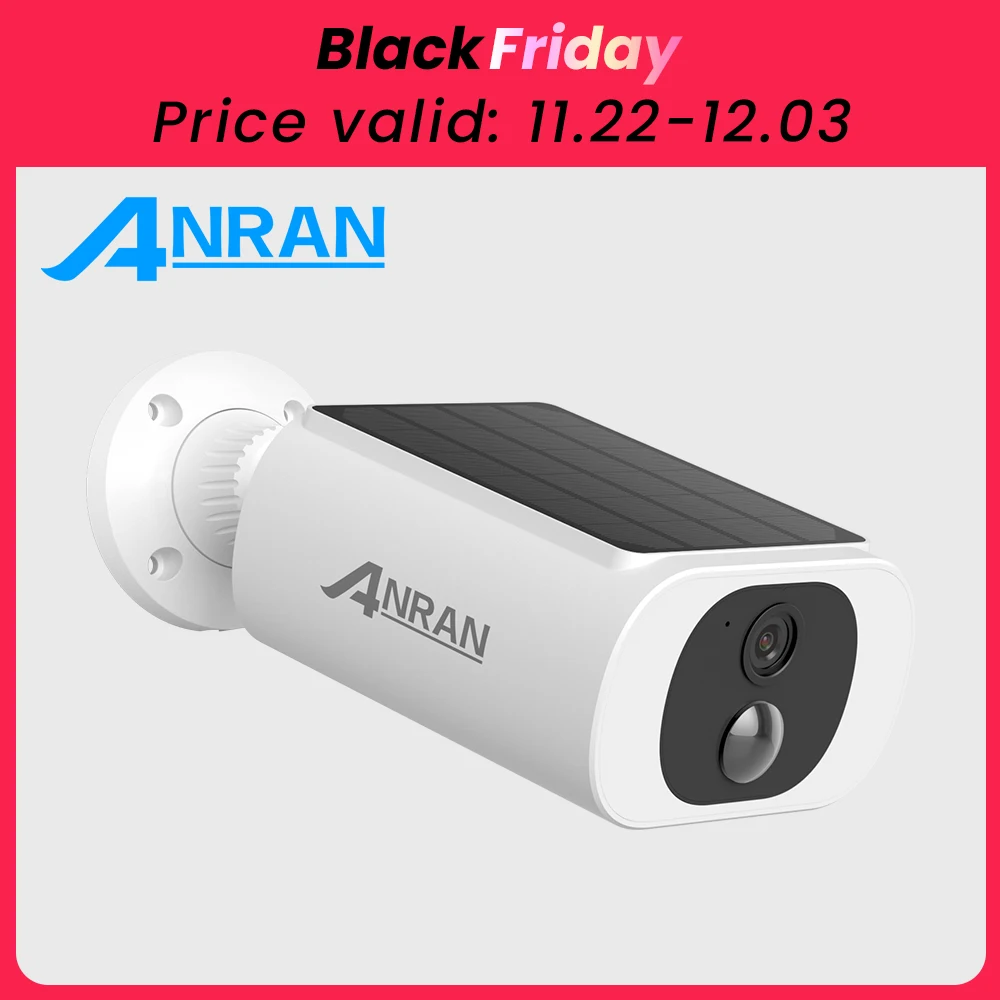 ANRAN 2K Wireless Solar Camera Outdoor Surveillance Integrated Battery Wifi Camera Humanoid Detection Flash Alarm Night Vision