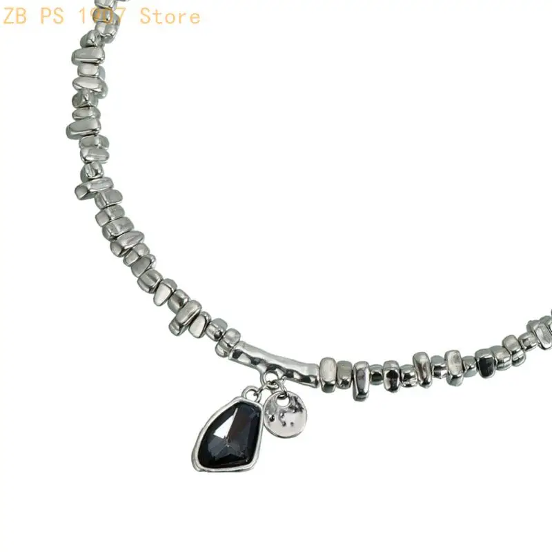 Crystal Reflective Alloy Necklace Multi Faceted Pendant Jewelry Stylish Collarbone Chian Accessory Gift For Women 55KA
