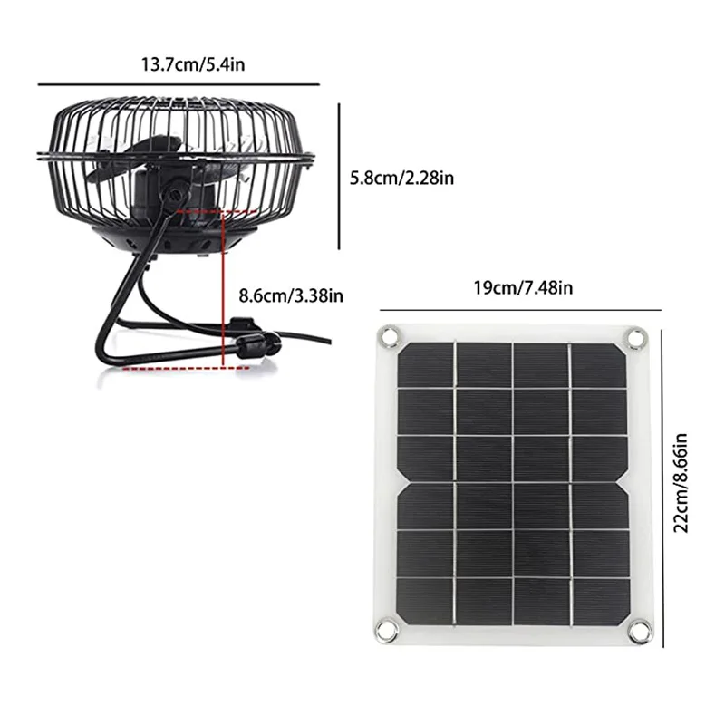 Pannello solare omni-in 6W 6V e ventola solare, ventilazione e ventola di raffreddamento per animali domestici e auto