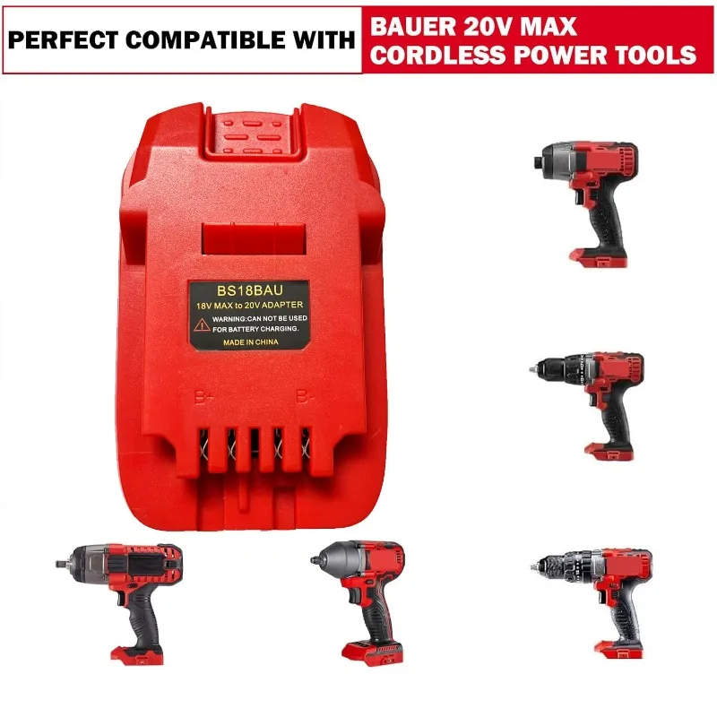 ALASICKA Battery Adapter BS18BAU for Bosch 18V GBA Series Lithium Batteries Convert To Work for Bauer 20V Cordless Power Tools