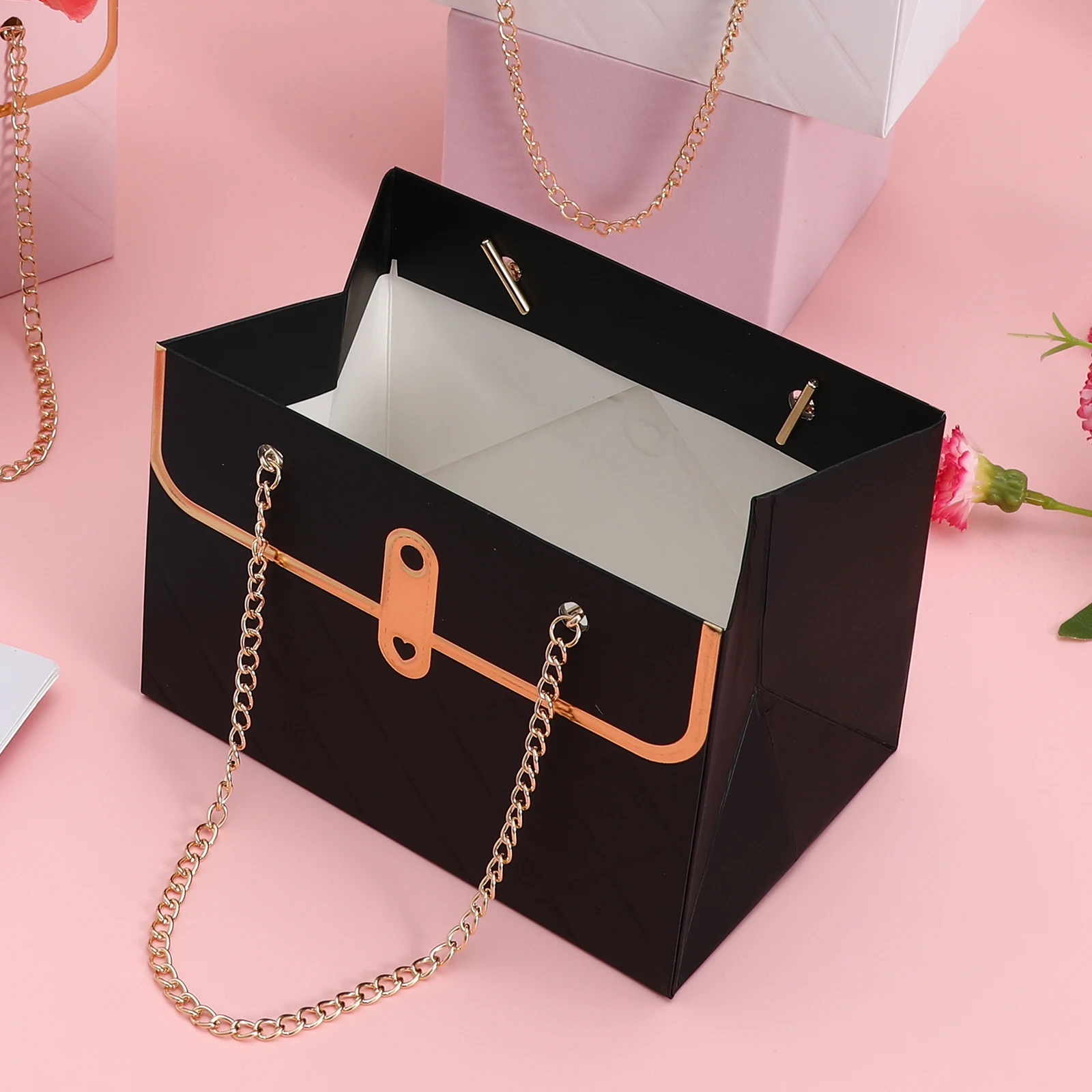 

9 Pcs Handbag Style Flower Boxes with Handles for Bouquet Gifts Mother Day Tote Bags Paper Containers Valentine Presentation