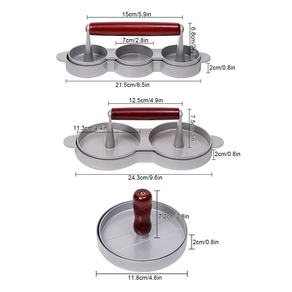 مكابس برغر مزدوجة غير لاصقة من الألومنيوم ، مكبس فطيرة اللحم ، قوالب صانع الهامبرغر اليدوية ، أداة صنع فطائر اللحم بالمطبخ #6