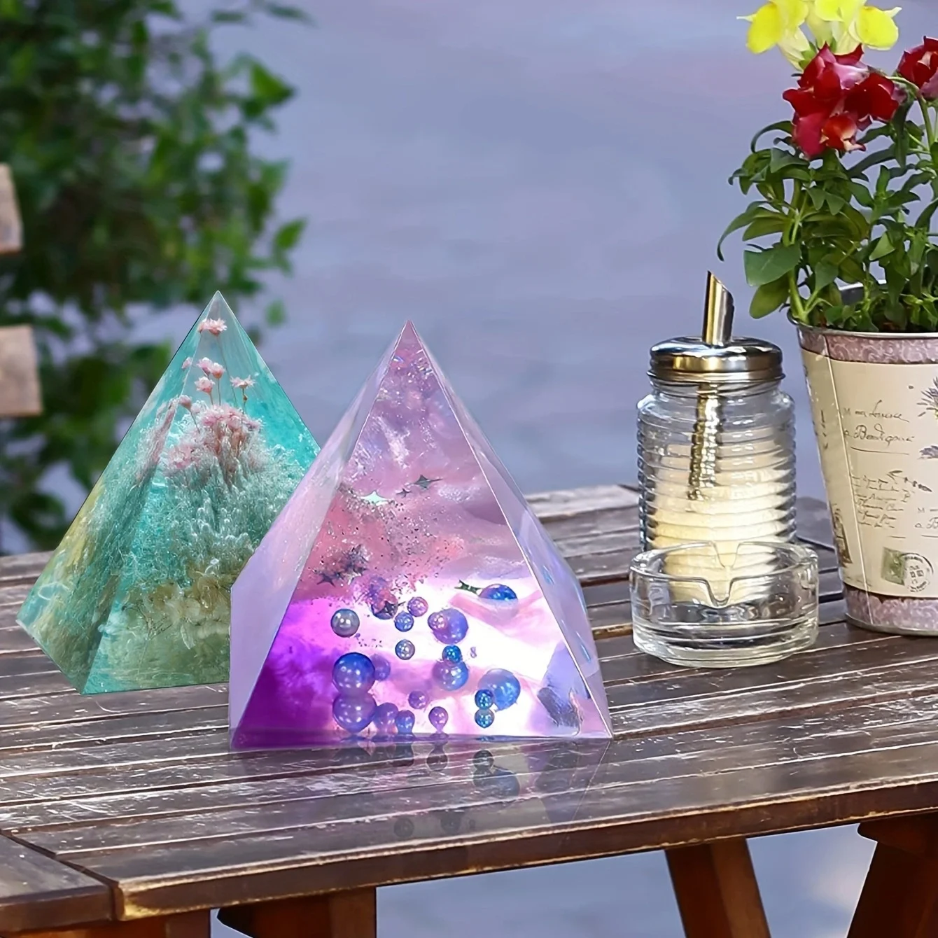 5pc - Pyramid Resin Molds of Various Sizes, DIY Handcrafted Jewelry Display Stands, Wedding Gifts, Specimen Home Decorations - view 2