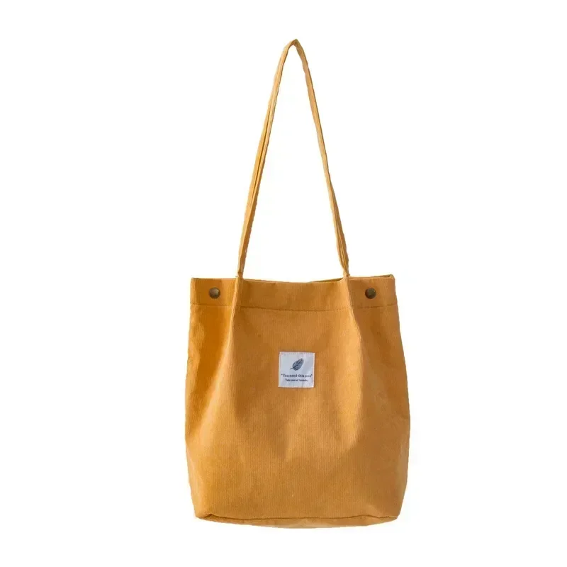Women Corduroy Shopping Bag Girl Canvas Cloth Shoulder Bag Environmental Storage Handbag Reusable Foldable Eco Grocery Totes