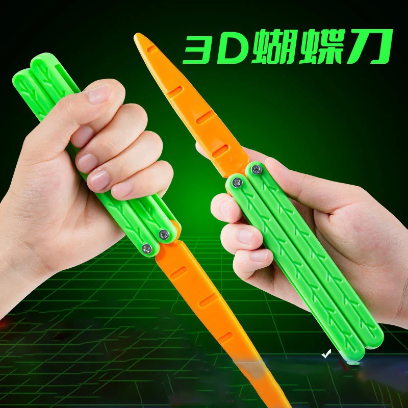 

Gravity Jump 3d Printing Carrot Knife Plastic Radish Knife Throwing Training Folding Knife