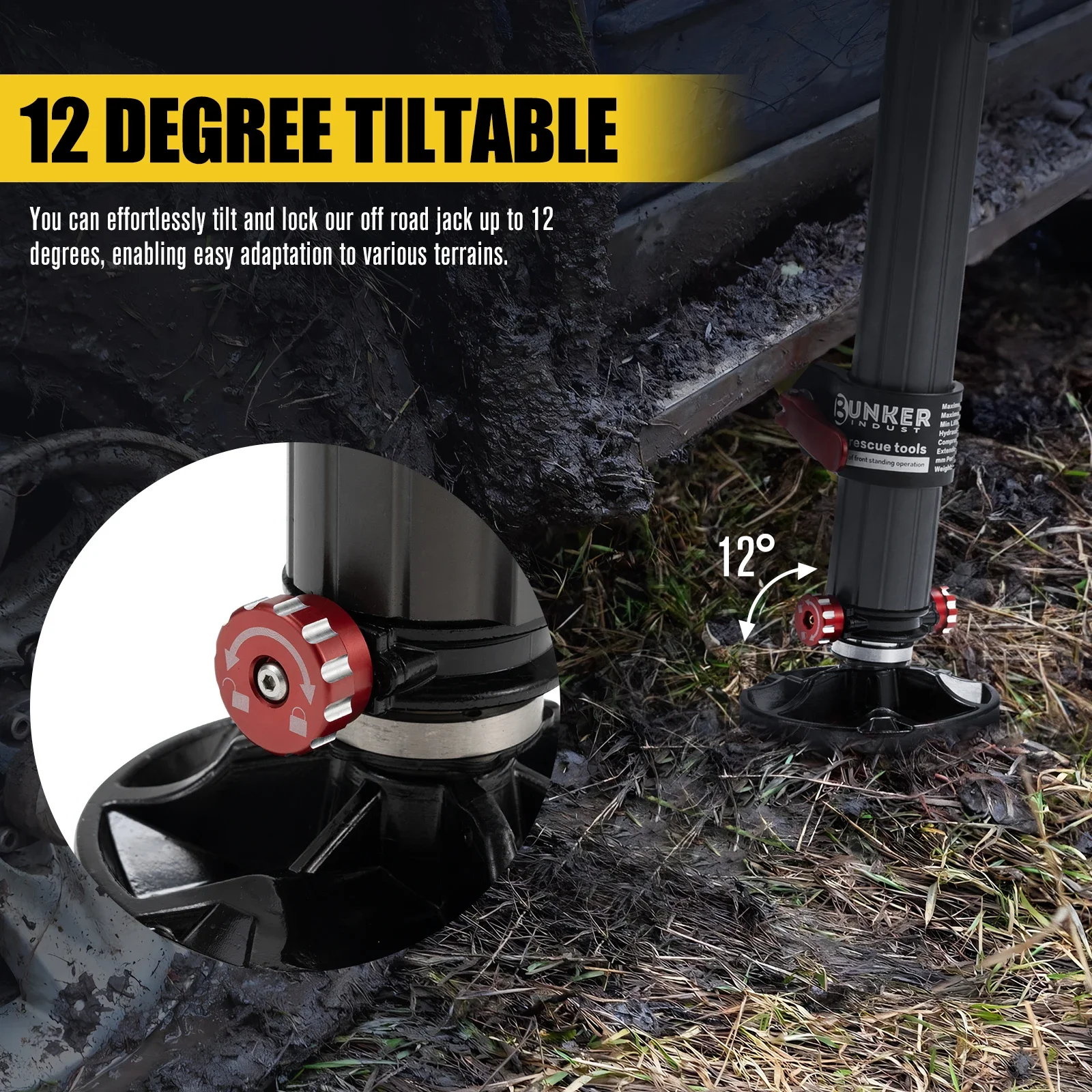 

Spotlight BUNKER INDUST 2 Ton Load Capacity Aluminum Hydraulic Recovery Jack Long Ram Recovery Jacks Hydraulic Farm Jack for 4