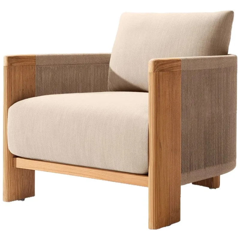 Outdoor rattan solid wood sofa comfortable garden courtyard teak furniture hotel homestay