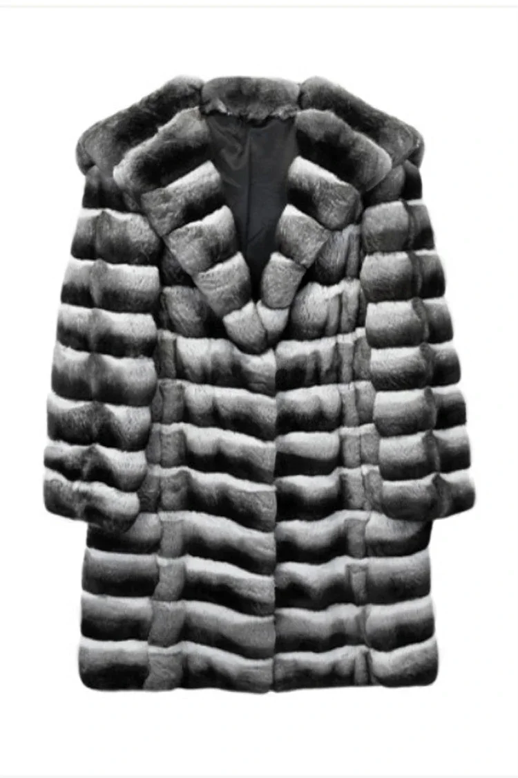 معطف نسائي من الفرو الصناعي بغطاء للرأس، سترة طويلة من القطيفة، ملابس خارجية شتوية دافئة على طراز شينشيلا، سميكة ورقيقة جديدة #4